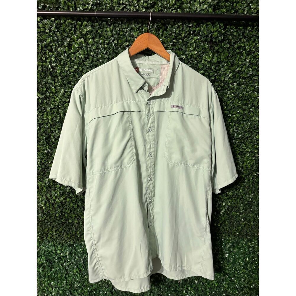 Simms Guide Series Lightweight Wicking Fishing Hiking Button Front Short Sleeve